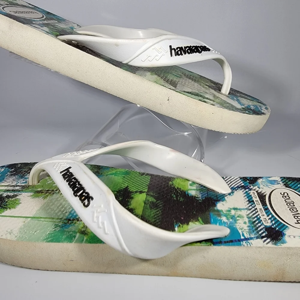 Havaianas 9/10 Mens Surf Flip Flops Sandals Shoes Photoprint Surfer White